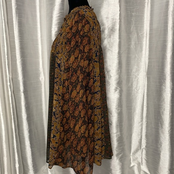 Free People NWT Women’s Small Bronze Combo Merrie Mixed-Print Semi Sheer Tunic - Picture 5 of 9